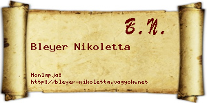 Bleyer Nikoletta névjegykártya